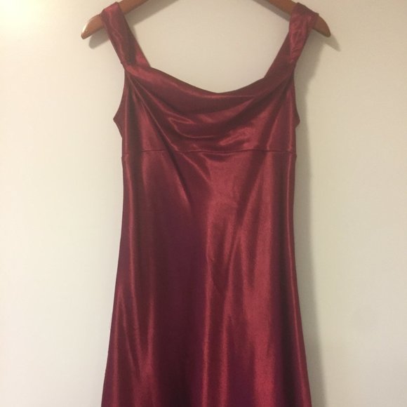 Satin Burgundy Dress - Picture 3 of 17